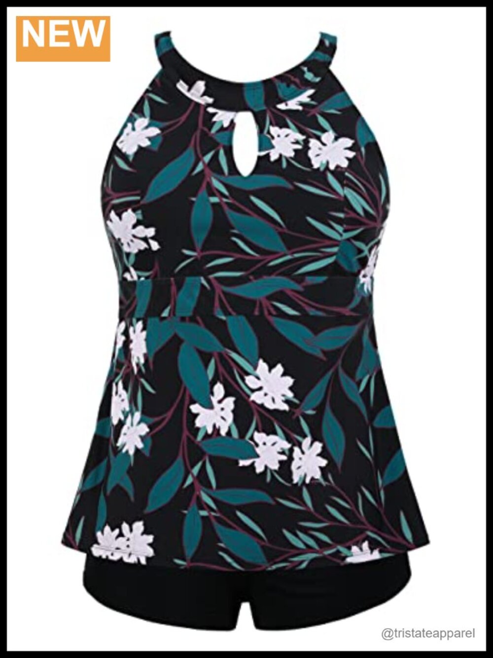 Two Piece Tankini Swimsuit Halter V Neck Boy Shorts Plus Size